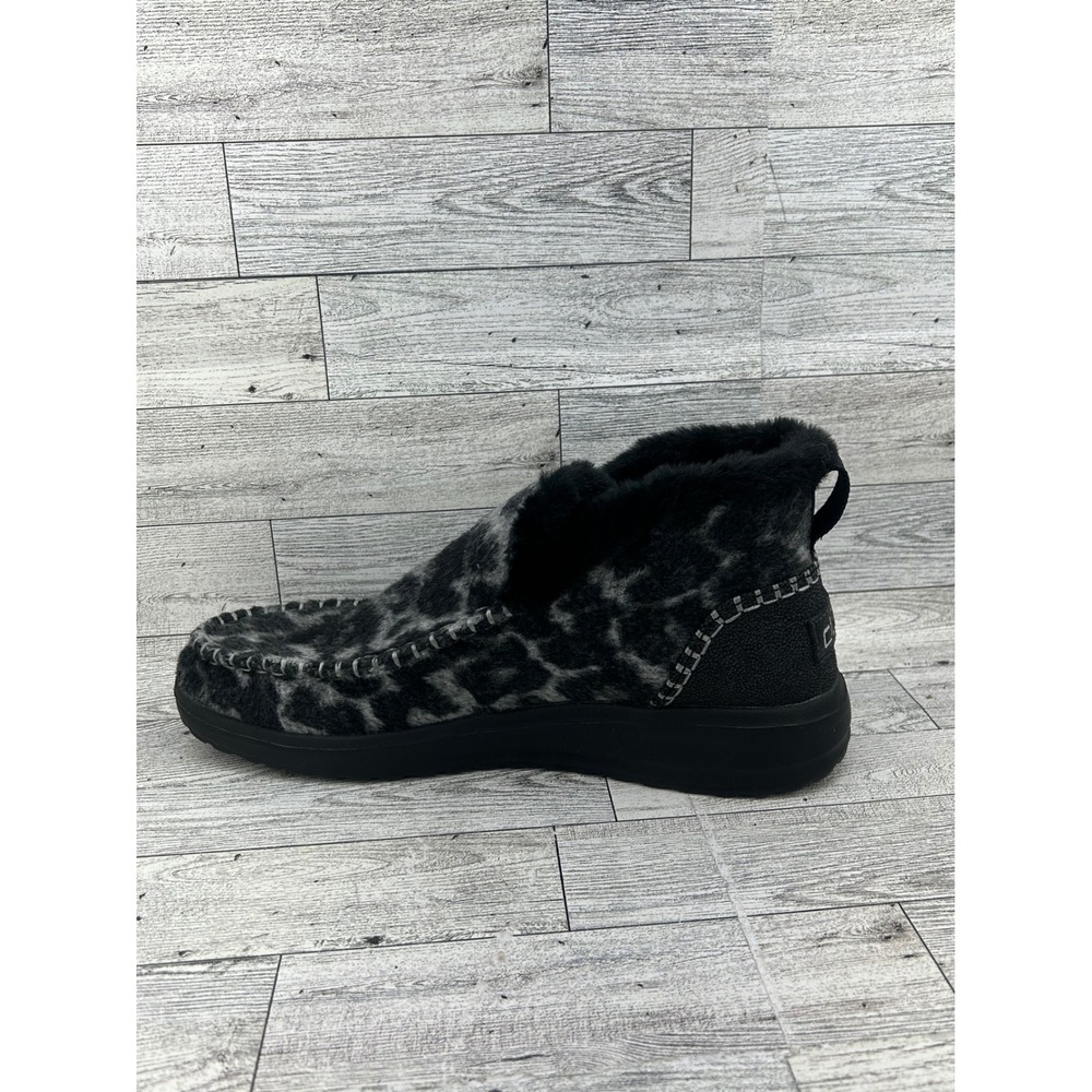 Hey Dude Denny Marble Leopard Grey Black Faux Fur Lined Ankle Boots Women Sz 10 - Picture 6 of 16